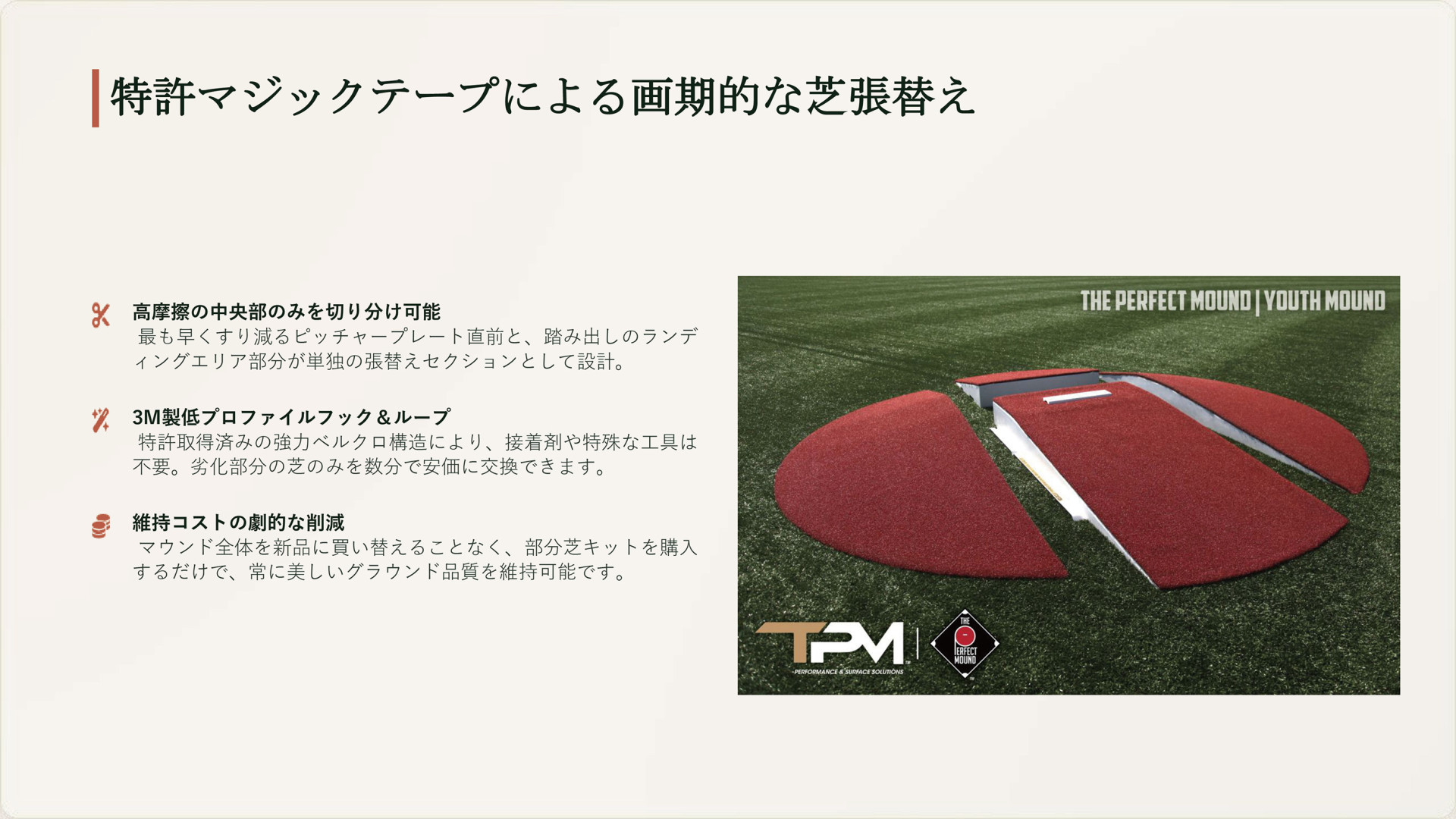 特許マジックテープによる画期的な芝張替え